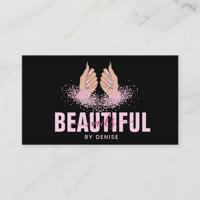 Carte De Visite salon à ongles femme main holographe nails technic (Devant)