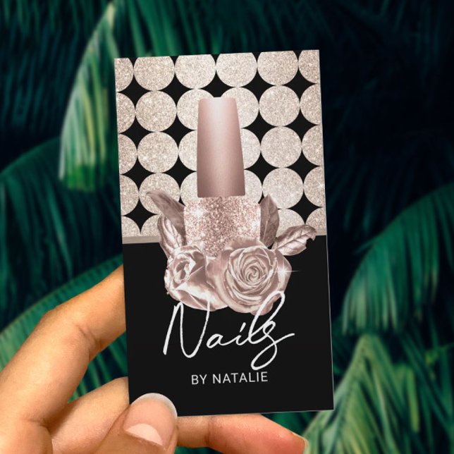 Carte De Visite Salon à ongles Géométrique Or Polonais Fleur Manuc (Créateur téléchargé)