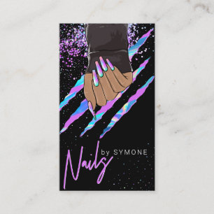 Carte De Visite Salon à ongles Holographique moderne Glam tendanc