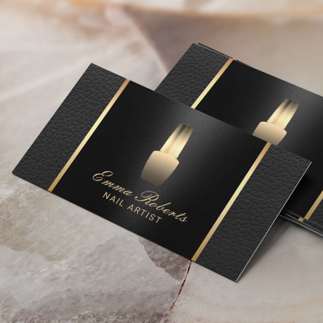 Carte De Visite Salon à ongles Maquillage polonais Artiste en cuir (Créateur téléchargé)