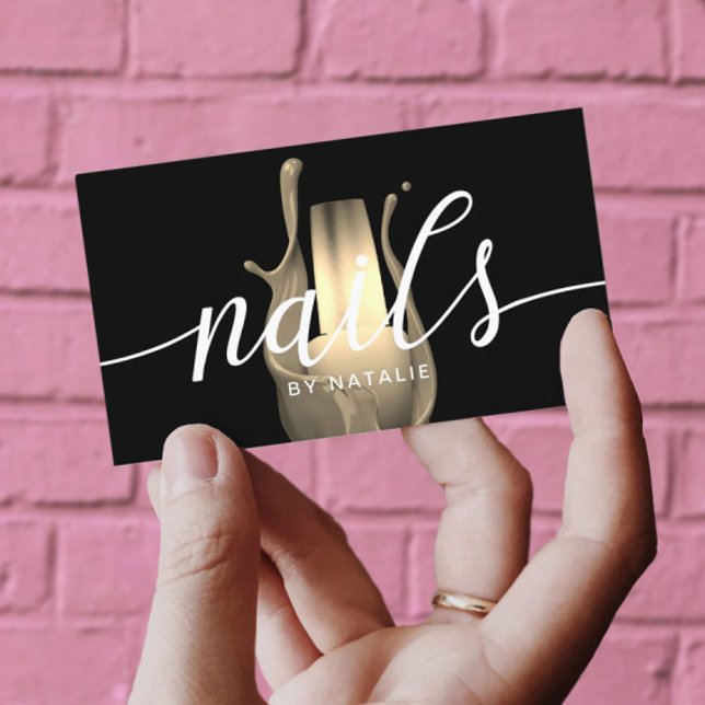 Carte De Visite Salon à ongles moderne or polonais flacon Manicuri (Créateur téléchargé)