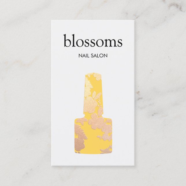 Carte De Visite Salon à ongles Parties scintillant or jaune (Devant)
