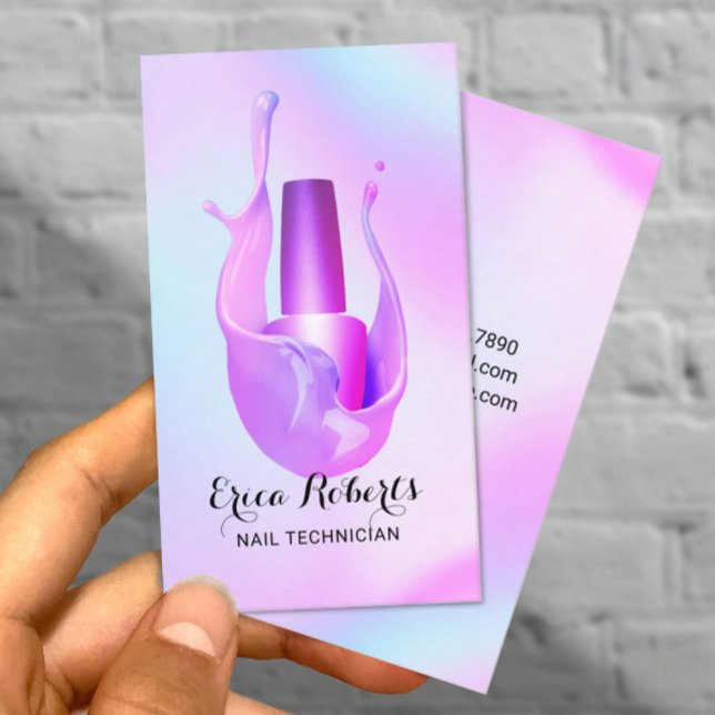 Carte De Visite Salon à ongles Polonais Bouteille Pastel Purple Sp (Créateur téléchargé)