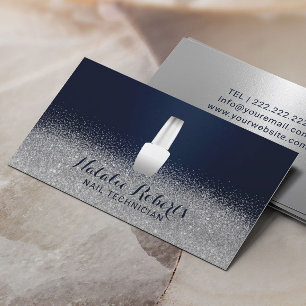 Carte De Visite Salon à ongles Polonais Manicurist Navy & Silver 