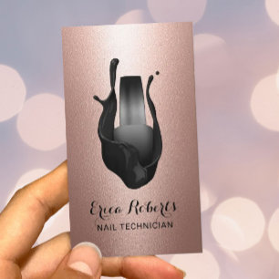 Carte De Visite Salon à ongles Rose polonais Gold Métalluriste