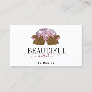 Carte De Visite Salon à ongles violets PINK technicienne à ongles