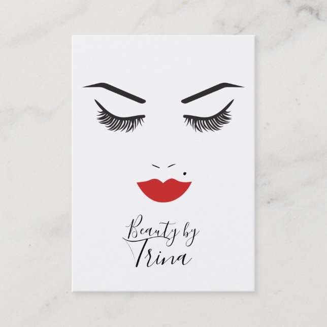 Carte De Visite Salon Beauty Maquillage Visage Lashes & Lèvres rou (Devant)