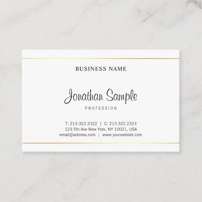 Carte De Visite Salon Calligraphie Script Moderne Élégant Plain Lu (Devant)
