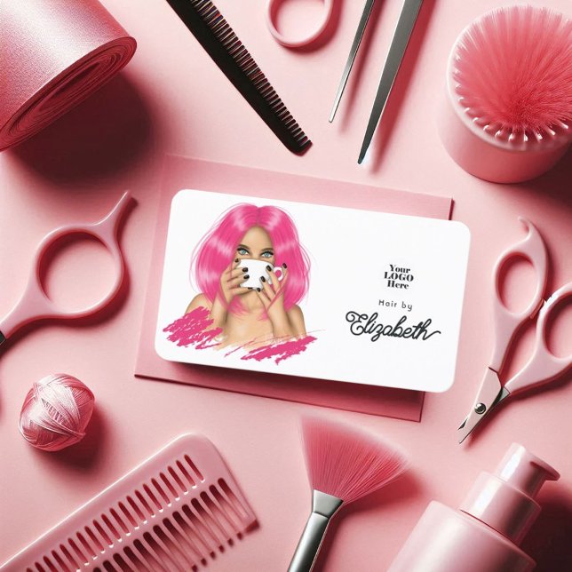 Carte De Visite Salon Chic Chic Chic Chic Vibrant (Vibrant Hot-Pink Chic Hair Salon Branding Business Card)
