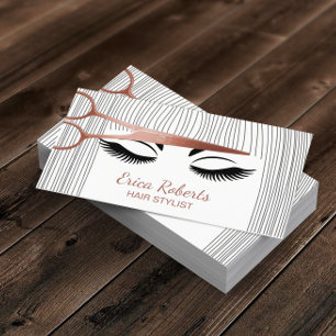 Carte De Visite  Salon - Ciseaux de coiffure or rose