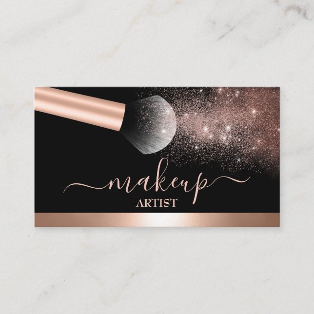 Carte De Visite Salon d'artiste de maquillage de glam Rose Gold (Devant)