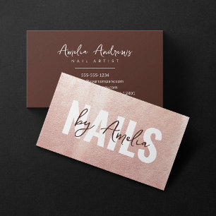 Carte De Visite Salon d'artiste en onglerie minimaliste Rose Gold 