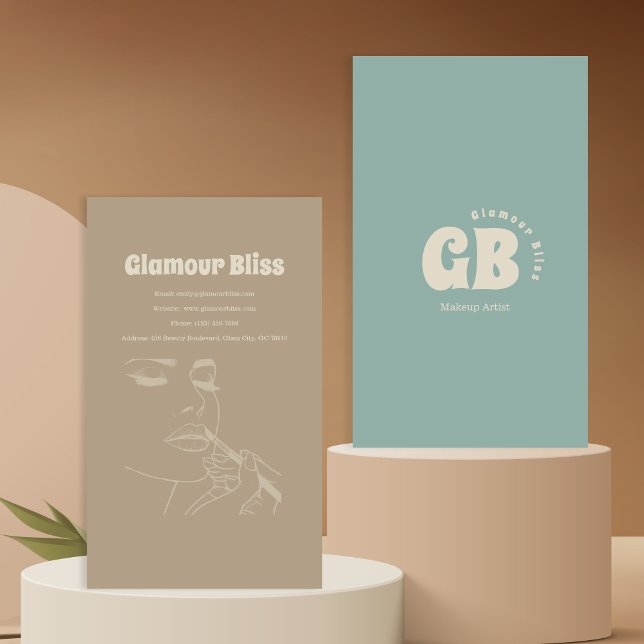 Carte De Visite Salon d'artiste maquillage bleu Aqua (Créateur téléchargé)