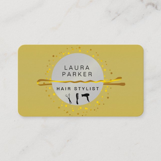 Carte De Visite Salon d'artiste maquillage Gold Hair Stlist (Devant)