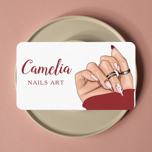 Carte De Visite Salon d'artiste moderne Red Nail Code Qr Code Cart (Créateur téléchargé)