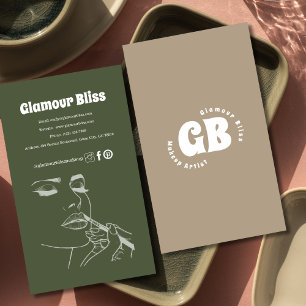 Carte De Visite Salon d'artistes de maquillage vert vibre