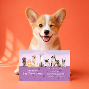 Carte De Visite Salon de bain à l'aquarelle Luxe Lilas pour chiens