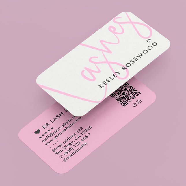 Carte De Visite Salon de beauté Aesthetic Lashes Rose (Aesthetic Lashes Beauty Salon Pink Business Card
)