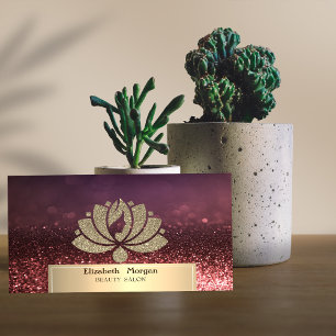 Carte De Visite Salon de beauté Bokeh Lotus Paillettes Dorées
