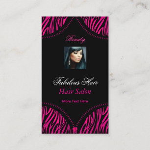 Carte De Visite Salon de beauté cheveux rose chaud noir 2 ZEBRA pl