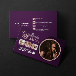 Carte De Visite Salon de beauté Chic Rose Gold Coiffure Ongles Maq