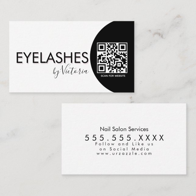 Carte De Visite Salon de beauté Cils  Cils QR CODE    (Devant / Derrière)