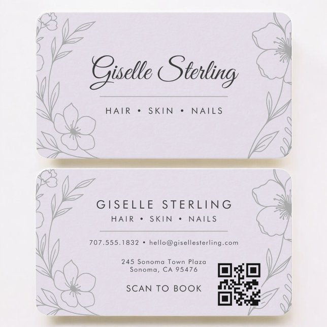 Carte De Visite Salon de Beauté Code QR Violet Professionnel (Créateur téléchargé)