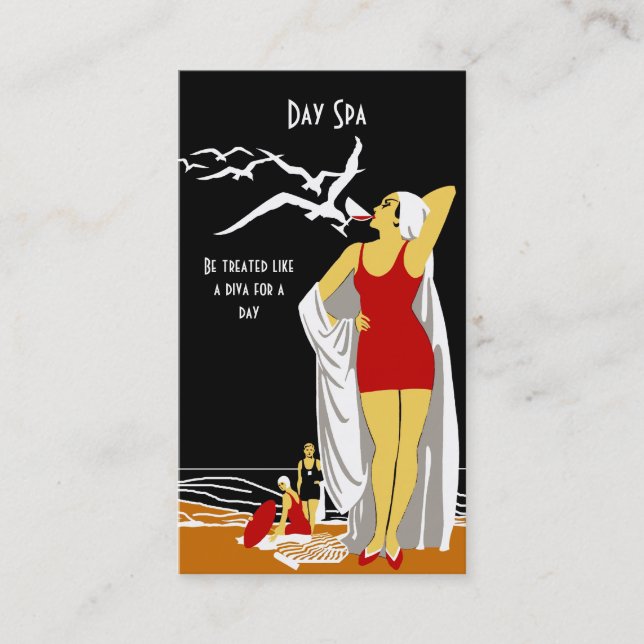 Carte de visite Salon de beauté Day Spa Diva rétro (Devant)