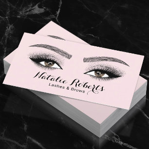 Carte De Visite Salon de beauté Elegant Blush Pink Lashes & Brows