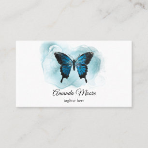 Carte De Visite salon de beauté élégant papillon bleu salon de bea