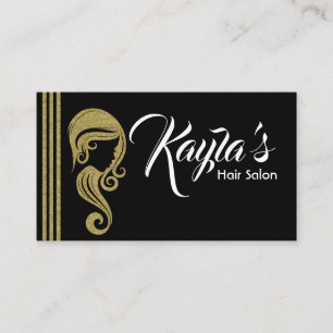 Carte De Visite Salon de beauté et de coiffure Glitter Gold Chic