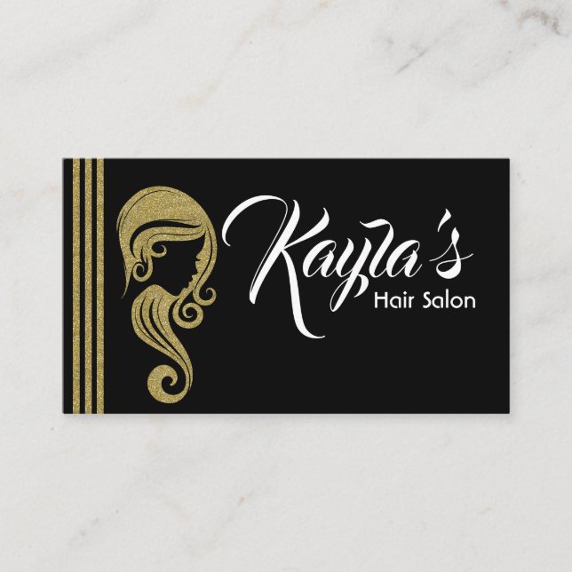 Carte De Visite Salon de beauté et de coiffure Glitter Gold Chic (Devant)