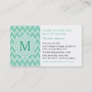 Carte De Visite Salon de beauté et de coiffure Mint Chevron