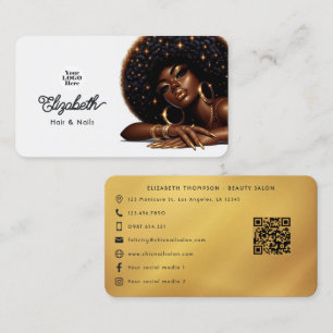 Carte De Visite Salon de beauté et de manucure Afro Chic étincelan