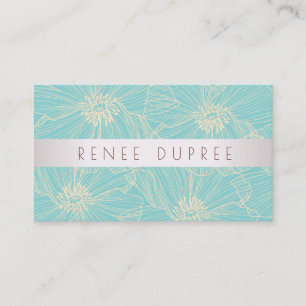 Carte De Visite Salon de Beauté Florale Turquoise Vintage moderne
