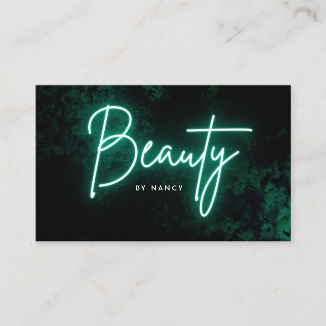 Carte De Visite Salon de beauté Green Neon (Devant)