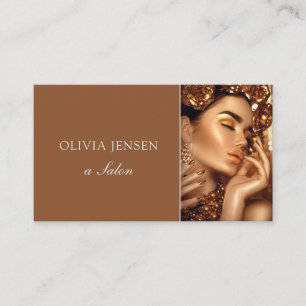 Carte De Visite Salon de beauté Liste de cheveux brossé Noir + Or