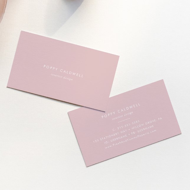 Carte De Visite Salon de beauté moderne Esthétique POPPY Blush Pin (POPPY Blush Pink Modern Esthetician Beauty Salon Business Card)