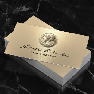 Carte De Visite Salon de beauté Moderne Gold 3D Logo Hair Styliste