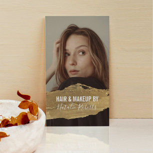 Carte De Visite Salon de beauté moderne Gold Lipstick Stain Photo