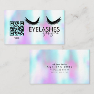 Carte De Visite Salon de beauté moderne pour cils faux holographiq