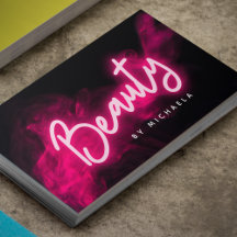 Salon de Beauté Moderne Rose Néon et Fumée