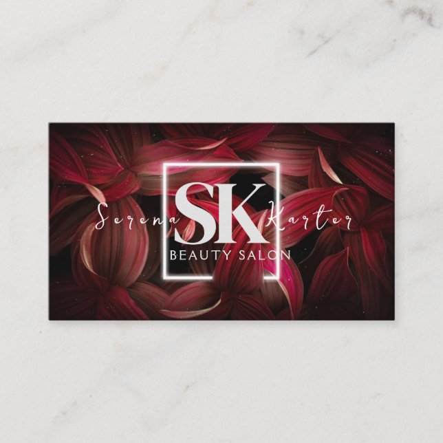 Carte De Visite Salon de beauté Neon Abstraite femme moderne (Devant)