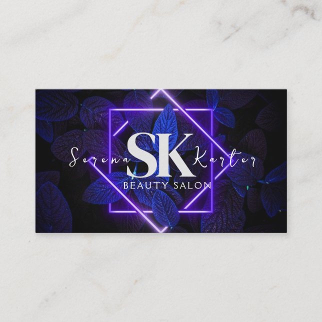 Carte De Visite Salon de beauté Neon Abstraite femme moderne (Devant)