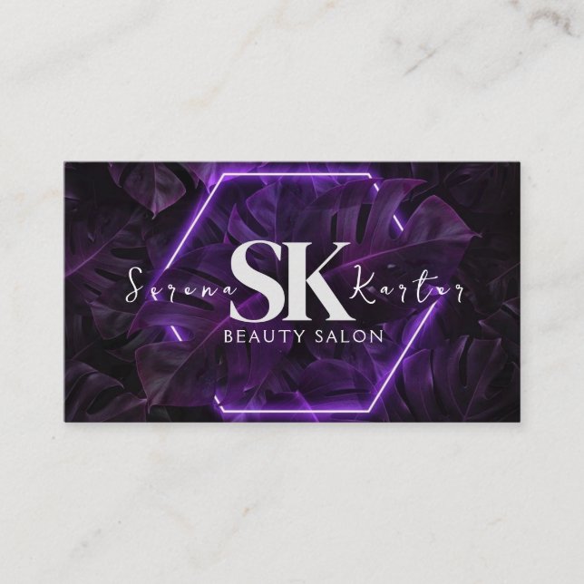 Carte De Visite Salon de beauté Neon Abstraite femme moderne (Devant)