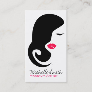 Carte De Visite Salon de beauté noir minimaliste femme Silhouette
