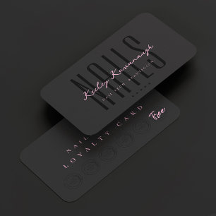 Carte De Visite Salon de beauté noir rose esthétique Logo Fidélité