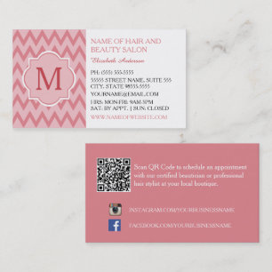 Carte De Visite Salon de beauté Pink Chevron