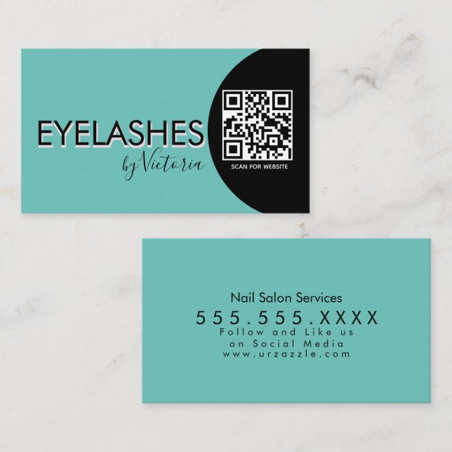 Carte De Visite Salon de beauté pour cils  CODE QR   (Devant / Derrière)