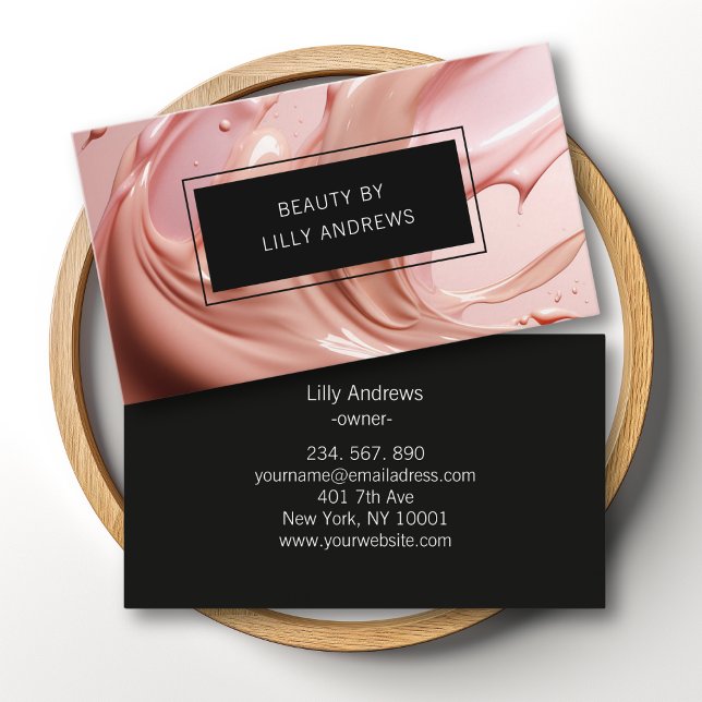 Carte De Visite Salon de Beauté Rose Fardée (Blush Pink Beauty Salon Business Card)